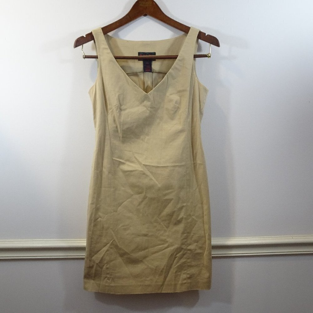 RALPH Ralph Lauren Tan Khaki Sleeveless Jumper Dress Size XS Vintage Y2K Fitted